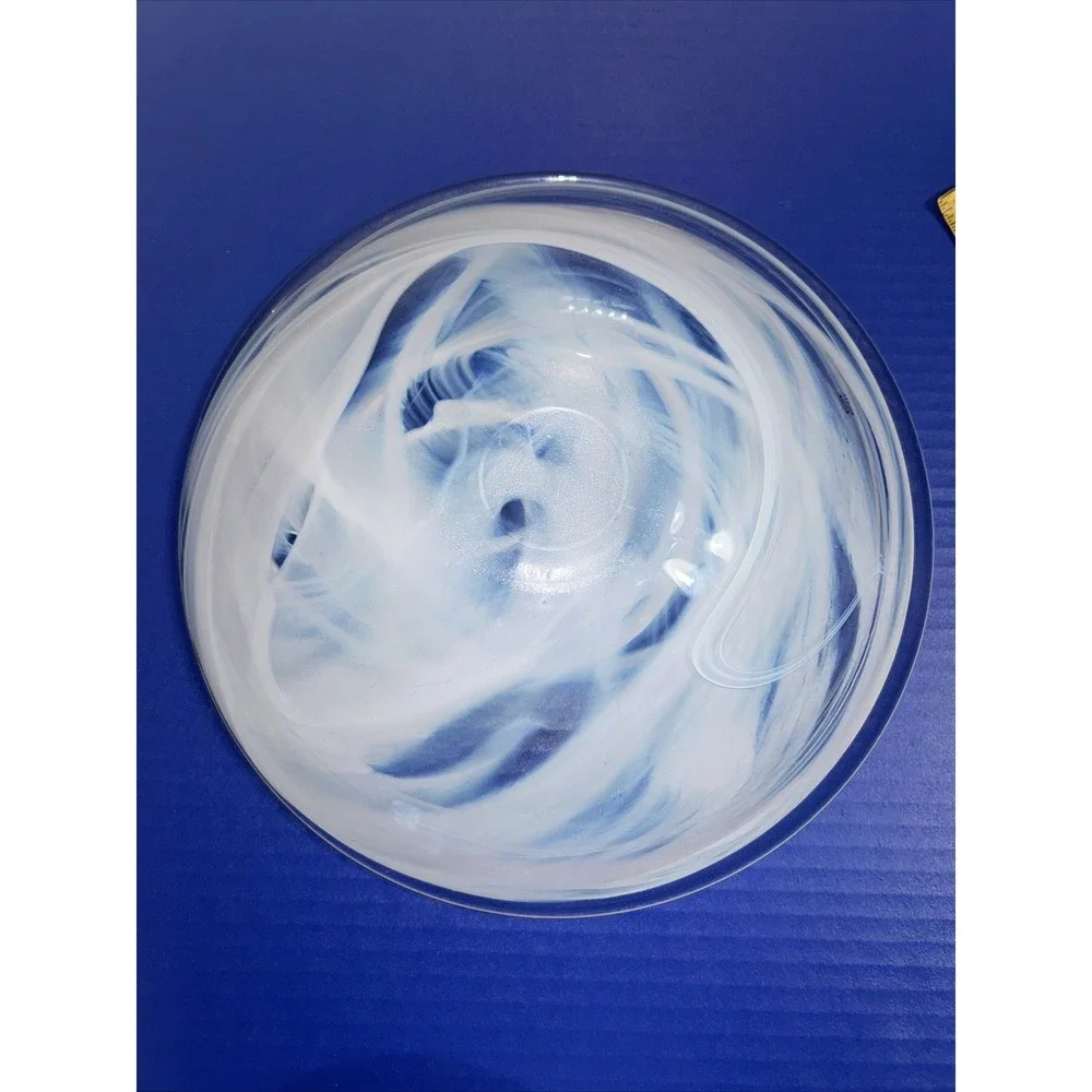 KOSTA BODA  White & Blue Opaline Swirl Art Glass 12